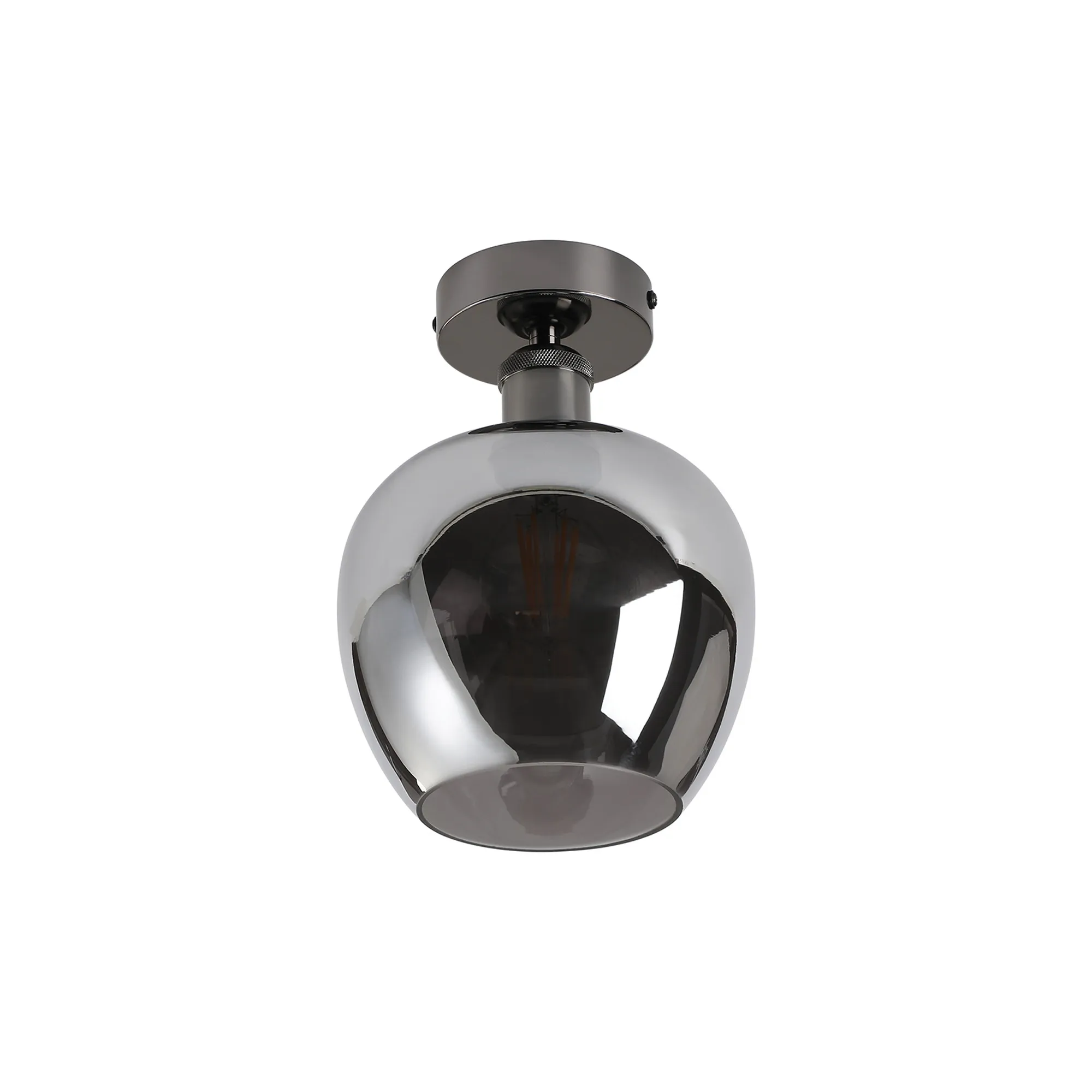 Cawdor Flush Fitting; 1 Light E27; Black Chrome/Chrome Wine Glass DK1128  Deco Cawdor